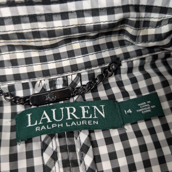 EUC! Lauren Ralph Lauren Gingham Twill Trench Coat SZ 14 - Picture 7 of 10
